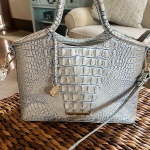 Brahmin Silver Crocodile Embossed Satchel